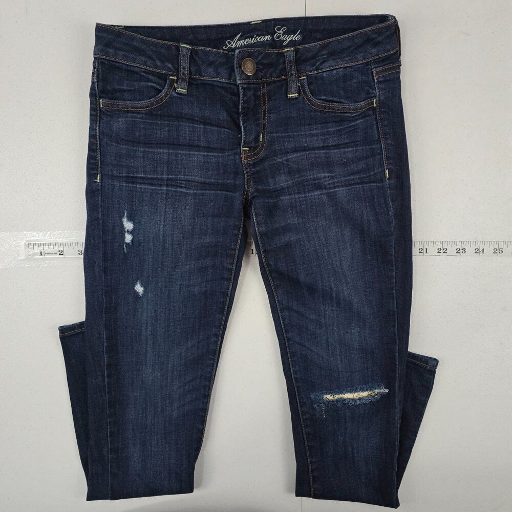 American Eagle stretch jegging blue denim 2 short jeans womens 5038‎